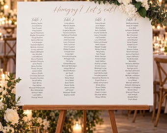 Customizable Modern Wedding Seating Chart, Minimalist Wood Sign (90x60cm)