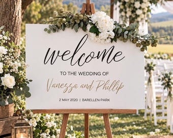 Customizable Wooden Wedding Welcome Sign, Modern Rustic Design (90x60cm)
