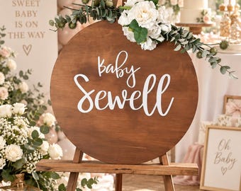 Baby Shower Round  Sign, Wood Easel Prop (60cm Diameter)