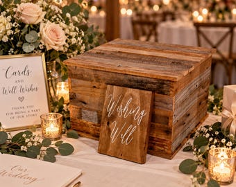 Wishing Well Wood Sign, Rustic Farmhouse Wedding Table Decor, Customizable Prop