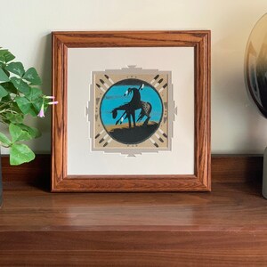 End of the Trail - Virginia Tyler Navajo Sand Painting. Framed and Signed.