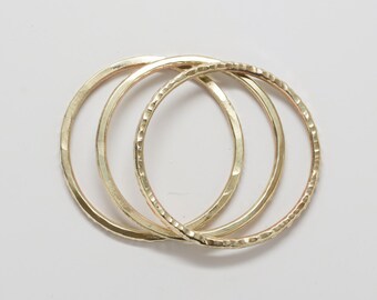 3 Textured Brass Bangles