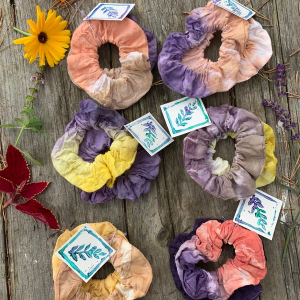 Botanical Dyed Scrunchie Pack - Natural Dye Hair Ties pack of Two - Natural Hair Accessories