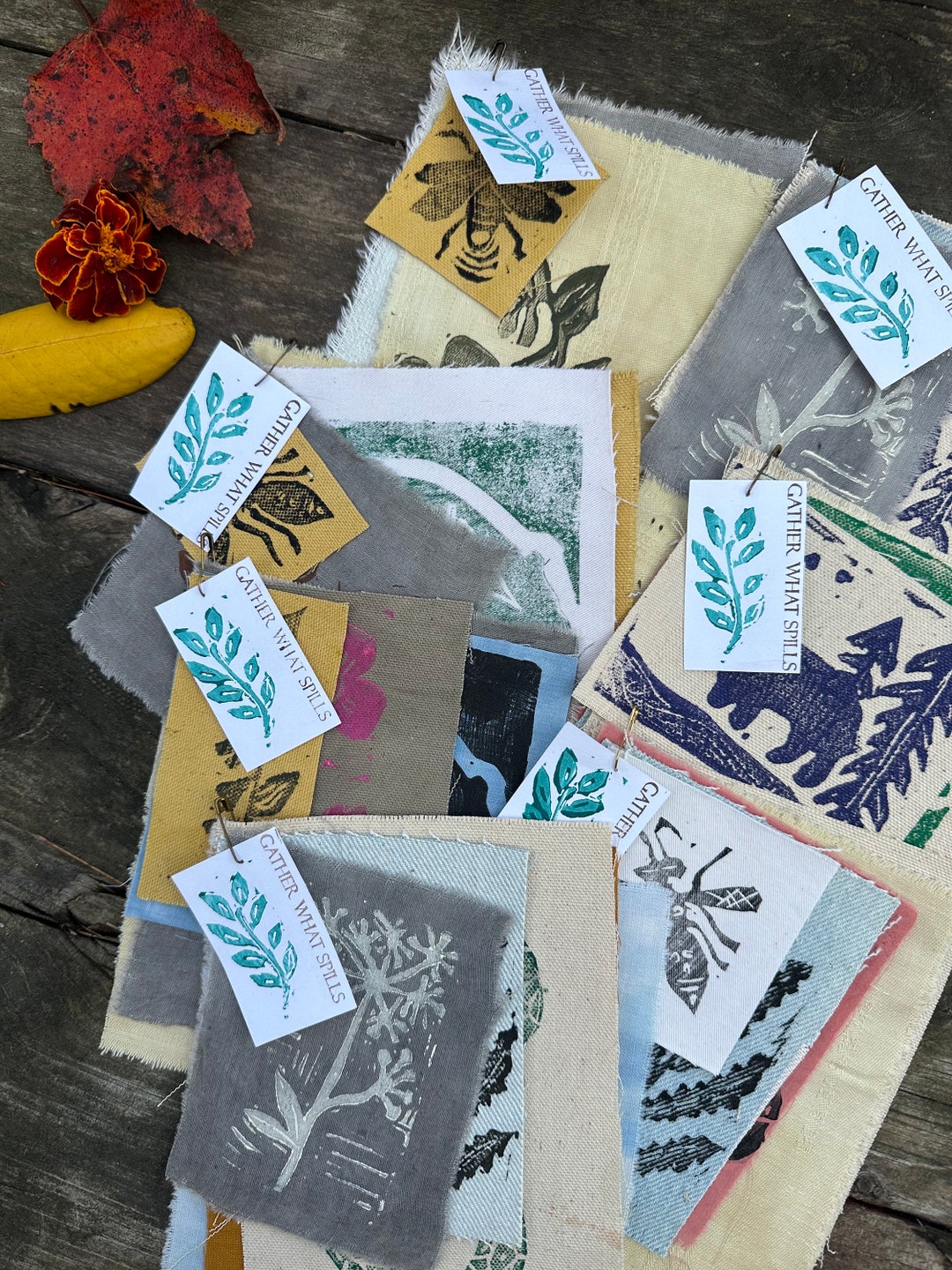 Block Print Patches Seconds &amp; Testers Bundles Hand Cut Lino Prints on ...