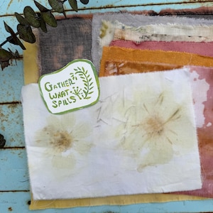 Botanical Dyed Textile Bundle ‘Crowfoot’ Natural Dye and Hand Dyed Fabrics for Slow Stitching, Crafts, Collage