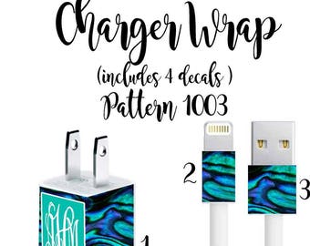 IPhone Charger Monogram | Iphone Pro Max Charger Decal | Monogram Iphone Charger Wrap | Monogram Iphone Charger Decal | Pattern 1003