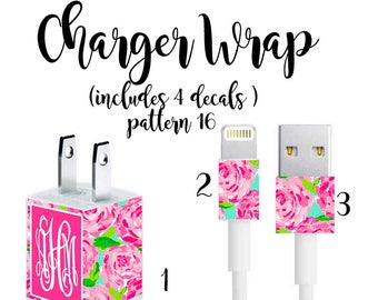 IPhone Charger Monogram Decal/Charger Monogram/Monogram Iphone Charger Decal/IPhone Charger Wrap/IPhone Charger Decal/Pattern 16