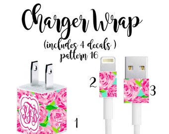 IPhone Charger Monogram | Iphone Pro Max Charger Decal | Monogram Iphone Charger Wrap | Monogram Iphone Charger Decal | Pattern 16