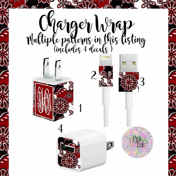 Charger Wrap for the Gamecock Fan | IPhone Charger Monogram Decal/Charger Monogram/IPhone Charger Wrap/IPhone Charger Decal