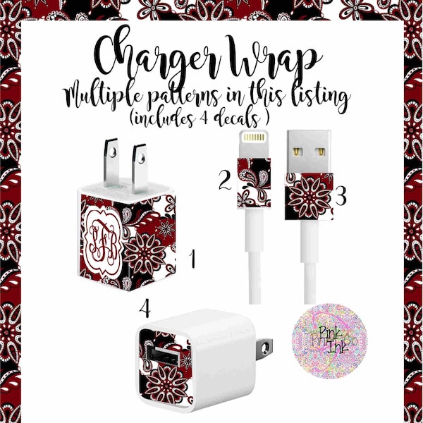Charger Wrap for the Gamecock Fan | IPhone Charger Monogram Decal/Charger Monogram/IPhone Charger Wrap/IPhone Charger Decal