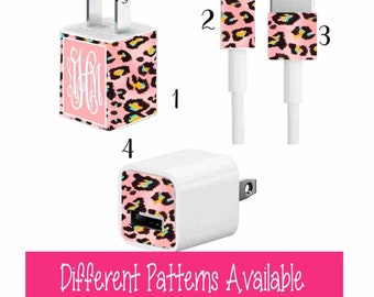 Personalized charger sticker Charger wrap for iPhones Monogram charger decal Cell phone Charger decal Monogram charger wrap for iPhone