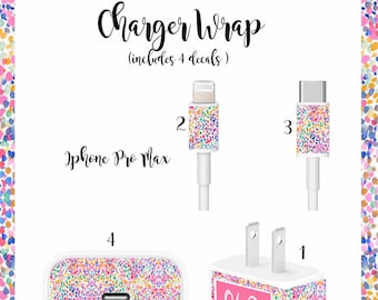 IPhone Pro Max Charger Monogram Decal | Charger Monogram | IPhone Charger Wrap | IPhone Charger Decal | Iphone Monogram | Pattern 448