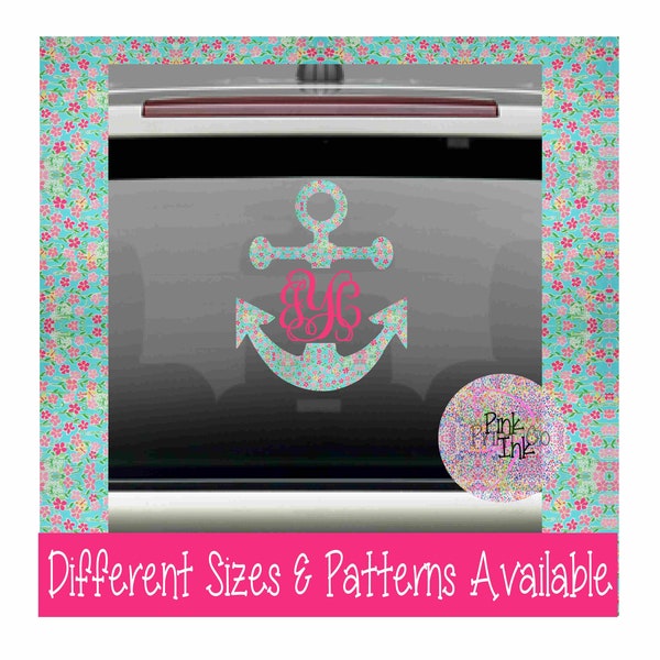 Monogram Car Decal | Monogram Decal | Car Decal | Car Decal Monogram Stickers |  Anchor Decal