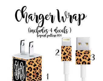 Phone Charger Monogram/Charger Decal/Monogram for Phone Charger/Wall Charger Monogram/Phone Monogram/Monogram Decal/Leopard Pattern 604