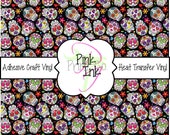 Sugar Skull Printed Vinyl Sheets Printed HTV Patterned HTV Patterned Vinyl Patterned Craft Vinyl and Heat Transfer Vinyl Pattern 484