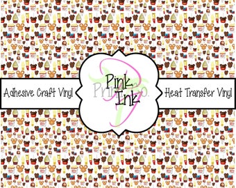 Character Printed Vinyl | Patterned Craft Vinyl | Printed HTV | Patterned Heat Transfer Vinyl | pattern D31