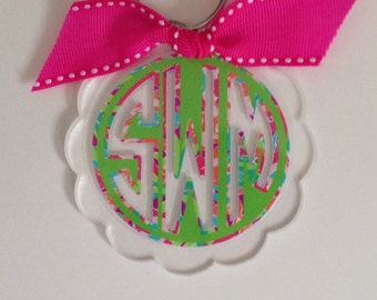 Monogram Key Chain, Monogram, Scallop Monogram Key Chain