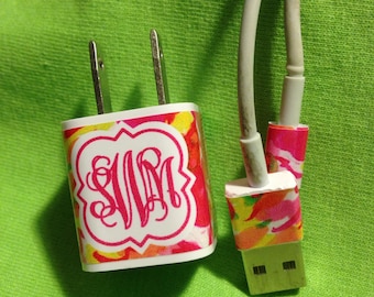 Phone Charger Monogram/IPhone Charger Monogram/Monogram Iphone Charger Decal/IPhone Charger Wrap/IPhone Charger Decal/ (2 for 10.50)