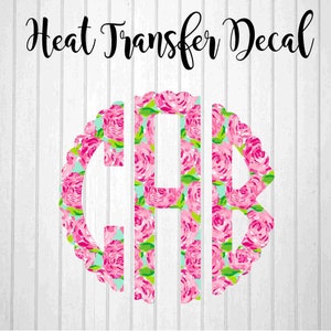 Scallop Circle Monogram Heat Transfer | Monogram Heat Transfer | Custom Heat Transfer