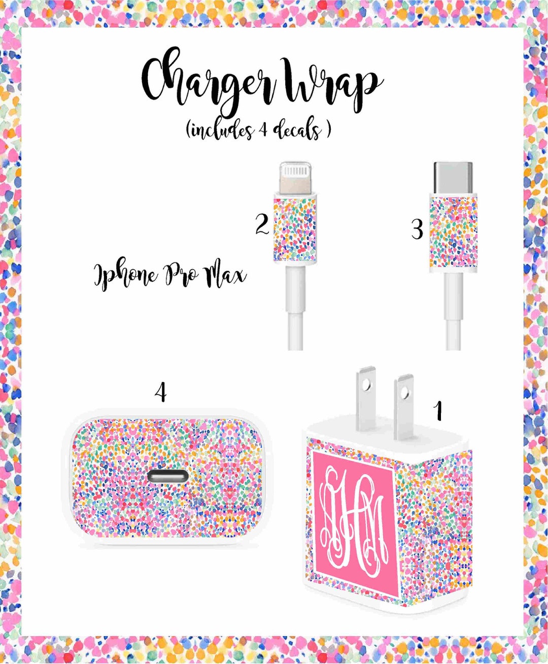 Ios Charger Sticker IPhone Pro Max Charger Monogram Decal Charger Monogram iPhone Charger ...