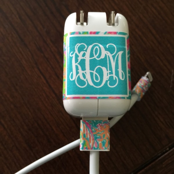 IPhone Charger Monogram | Iphone Pro Max Charger Decal | Monogram Iphone Charger Wrap | Monogram Iphone Charger Decal