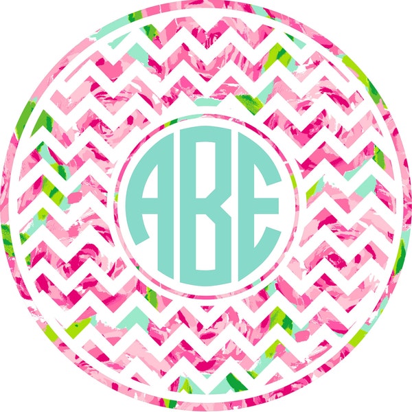 Monogram Decal, Car Monogram, Chevron Monogram Decal