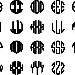 Laptop Decal/Monogram Car Decal/ Car Monogram/Circle Black Monogram Decal/Monogram Sticker/Printed Monogram/Patterned Monogram image 3