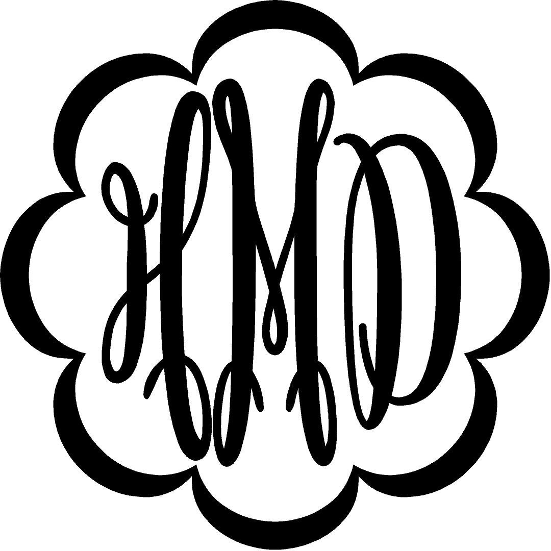 Monogram Wall Decal 23 Tall X 23 Wide Etsy