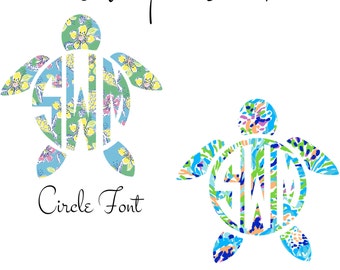 Turtle Monogram Car Decal | Monogram Decal | Car Decal | Car Monogram Decal | Car Decal Monogram Stickers | Monogram Decal for Car