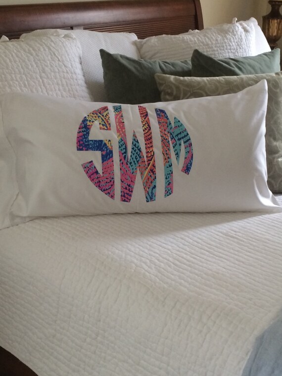 Monogram Pillowcase Monogram Monogram Standard Pillowcase Etsy