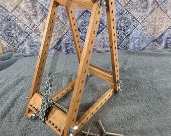 Betty Luxury Cherry 6" A-Frame BEAD Weaving Loom, Upright Beading Tool, Expandable Wooden Loom, Handmade by The Crafty Fox