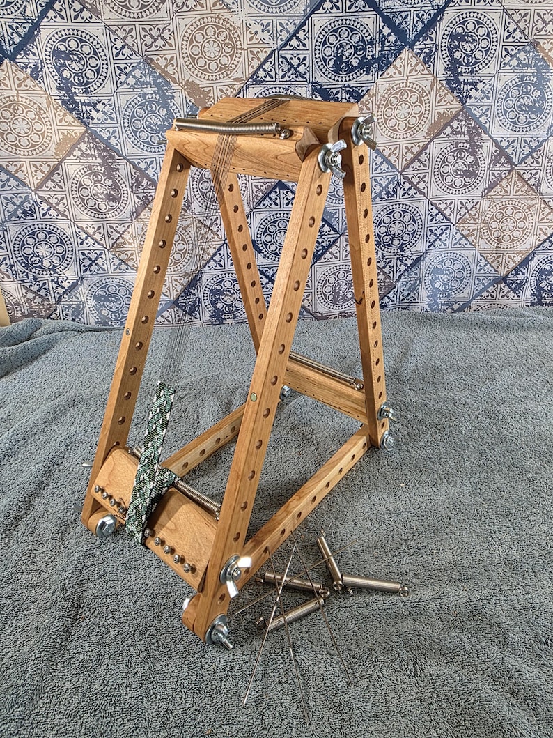 Betty Luxury Cherry 6" A-Frame BEAD Weaving Loom, Upright Beading Tool, Expandable Wooden Loom, Handmade by The Crafty Fox image 1