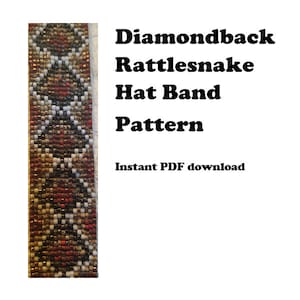 Patrón de cuentas de cascabel de espalda de diamante para telar de cinta de sombrero, patrón Miyuki Delica, descarga instantánea en PDF