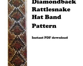 Diamondback Rattlesnake Loom Bead Pattern for Hat Band, Miyuki Delica Pattern, PDF instant download