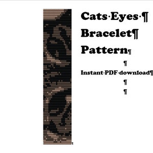 Cats Eyes Loom Bead Pattern for Bracelet, Miyuki Delica Pattern, PDF instant download