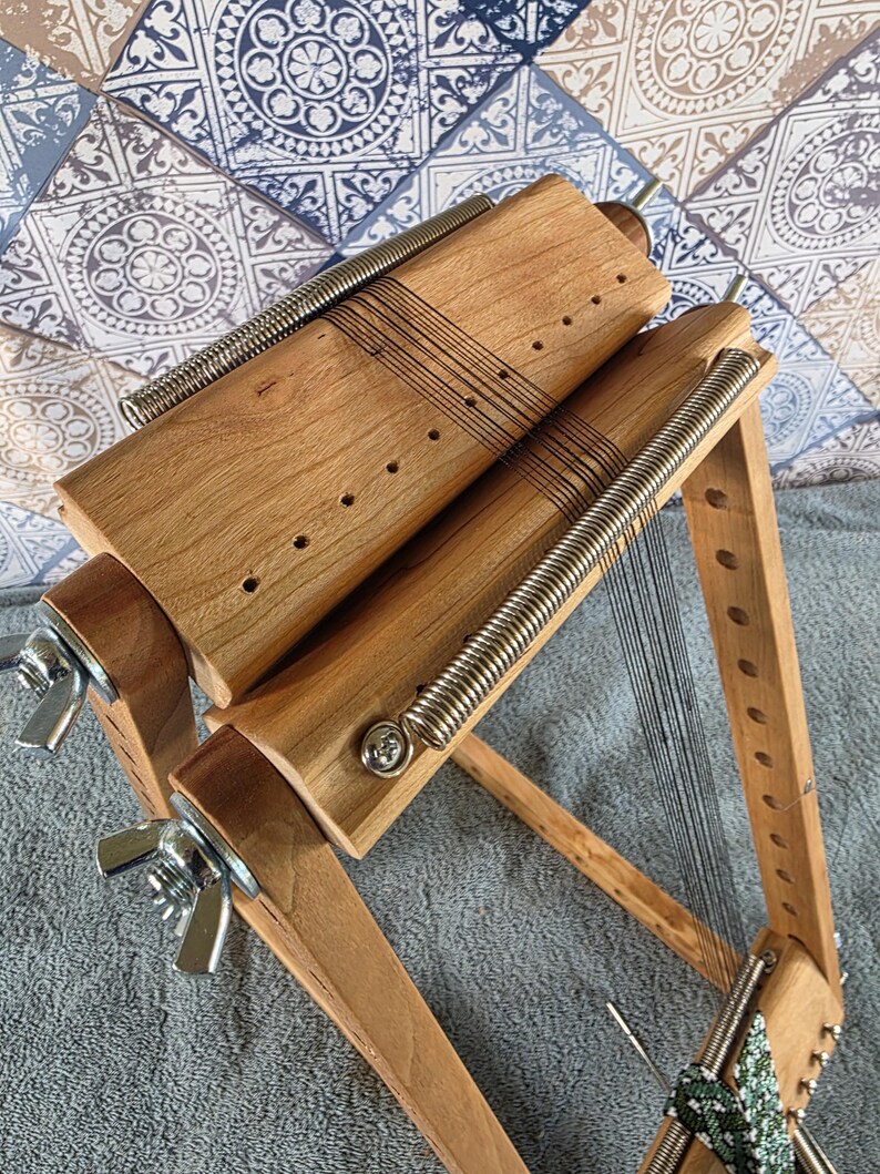 Betty Luxury Cherry 6" A-Frame BEAD Weaving Loom, Upright Beading Tool, Expandable Wooden Loom, Handmade by The Crafty Fox image 6