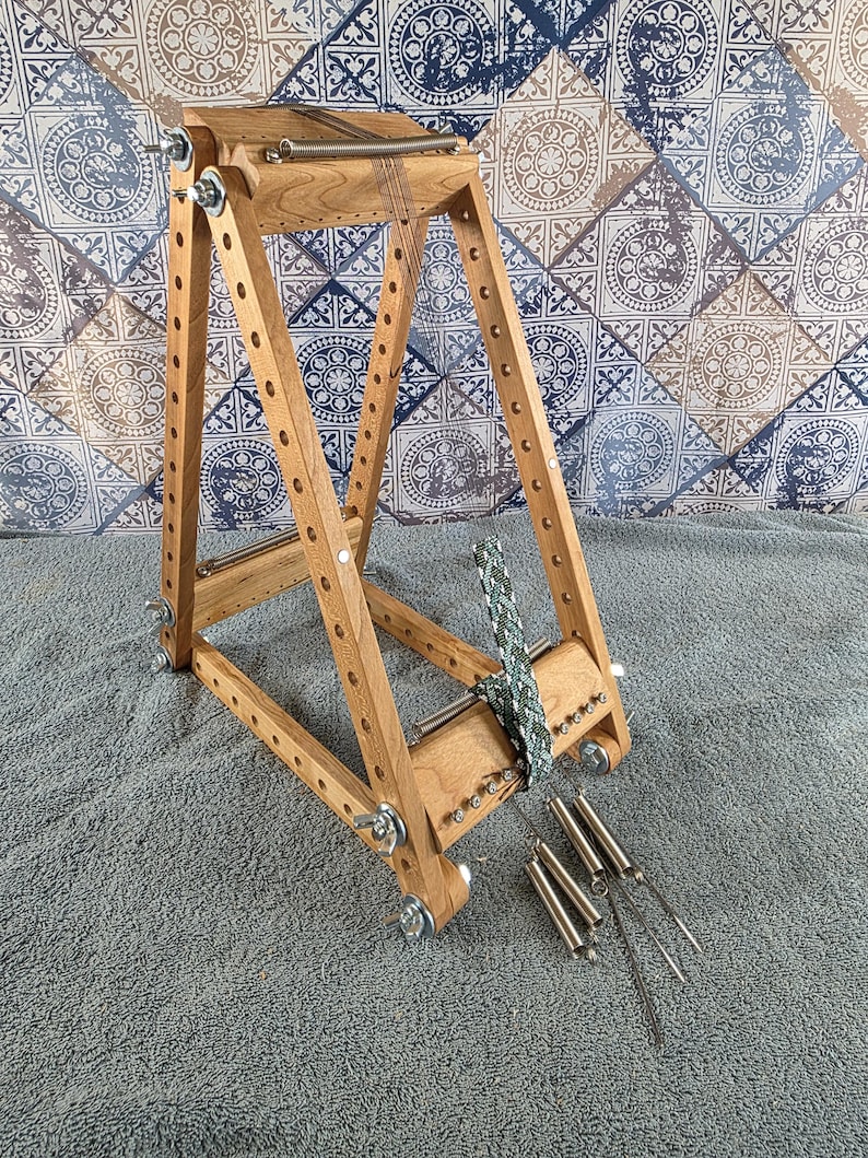 Betty Luxury Cherry 6" A-Frame BEAD Weaving Loom, Upright Beading Tool, Expandable Wooden Loom, Handmade by The Crafty Fox image 3