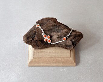 Handmade Natural Coral with 925 Sterling silver Bracelet, Birthstone of March