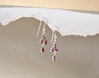 Handmade Rhodolite Garnet sterling silver Dangle Earring, January Birthstone