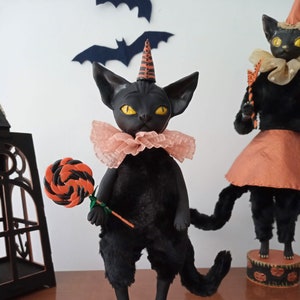 Boneca Gatinha de Halloween Feita à Mão: Decoração de Carnaval de Gato Preto