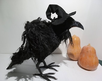 Posierbarer Rabe, Halloween Dekor, 30 cm