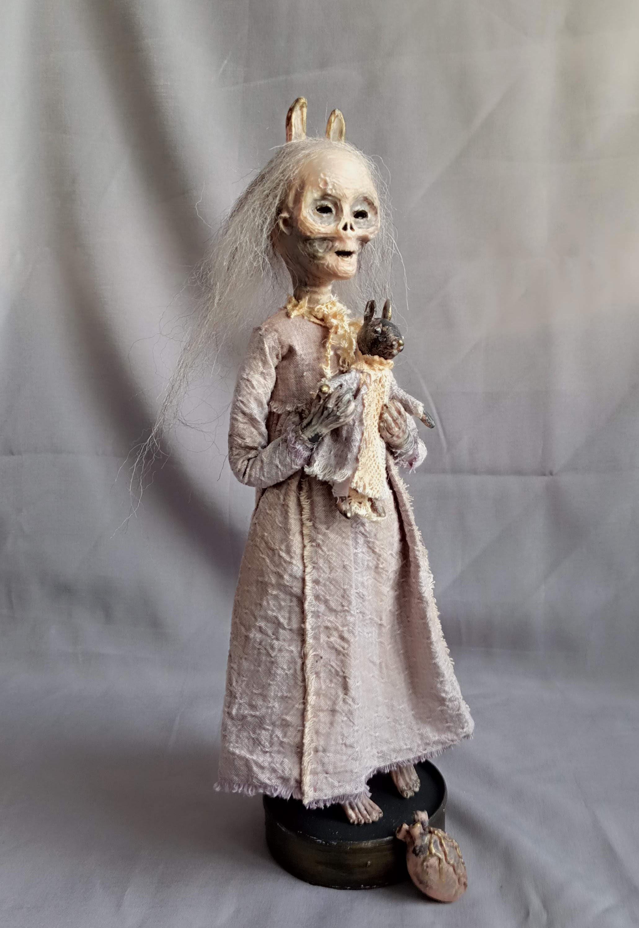 Mummy Rabbit Art Doll: Gothic Folk Guardian, Dark Cottagecore Companion ...