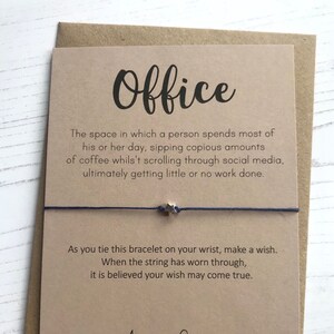 Bracelet de souhait - citation de bureau, cartes drôles de sentiment de collègues de travail avec l'enveloppe