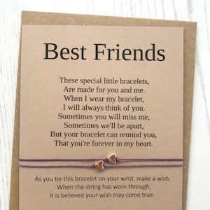 Wunsch-Armband - beste Freunde "Missing you" Satz von zwei Armbändern mit Sentiment-Karte und Umschlag