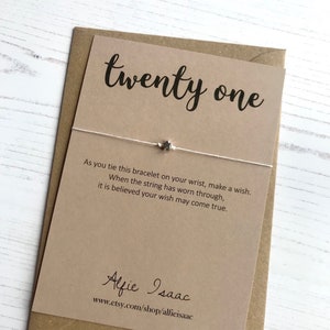 Wish Bracelet - Scroll Font Birthday Age twenty one 21 keepsake card with envelope