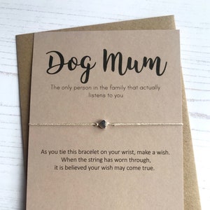 Bracelet de souhait - citation de maman de chien - carte drôle de sentiment avec l'enveloppe