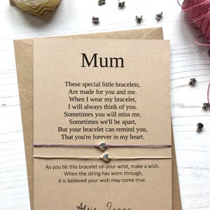 Braccialetto wish - Set personalizzato "Missing you" di due braccialetti con sentiment card e busta