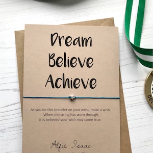 Wish Bracelet Dream Believe Achieve sentiment card with envelope image 1