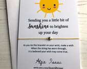 Wish Bracelet - Sending you a little bit of sunshine, to brighten up your day - sentiment card with envelope