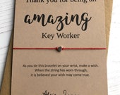 Wish Bracelet - Thank you for being an amazing Key Worker - sentiment card with envelope